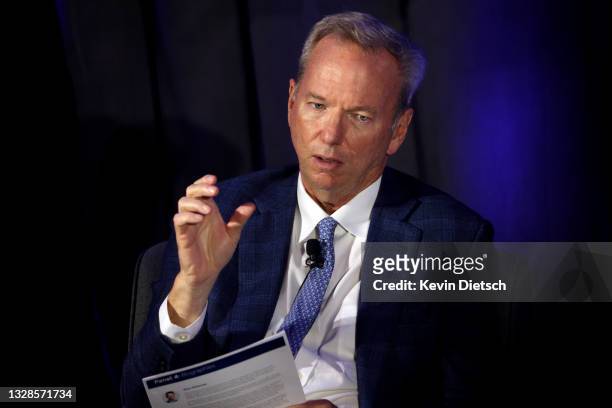 Eric Schmidt, Chairman of the National Security Commission on Artificial Intelligence , speaks at the NSCAI Global Emerging Technology Summit on July...