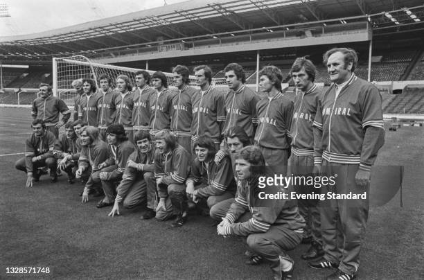 The England team in training at Wembley Stadium in London before their UEFA European Championship group 1 match against Czechoslovakia, UK, 30th...