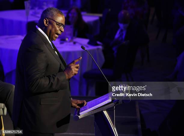 Secretary of Defense Lloyd Austin delivers remarks at the National Security Commission on Artificial Intelligence Global Emerging Technology Summit...