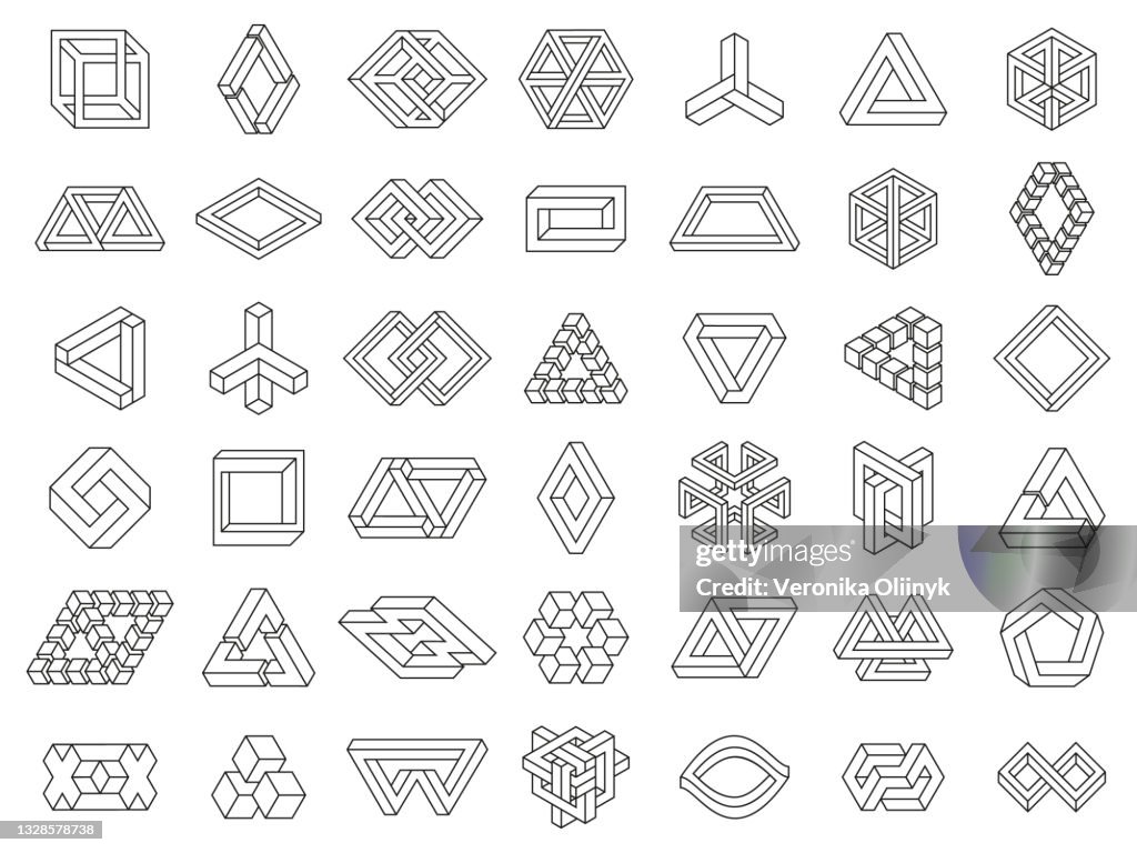 Forbidden Shape In Geometry Impossible Geometric Shapes Paradox Geometry Line Figures Unexpanded ...