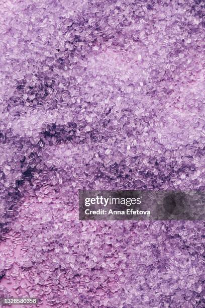 background made of purple bath salt. concept of body care. flat lay style - magnesium - fotografias e filmes do acervo