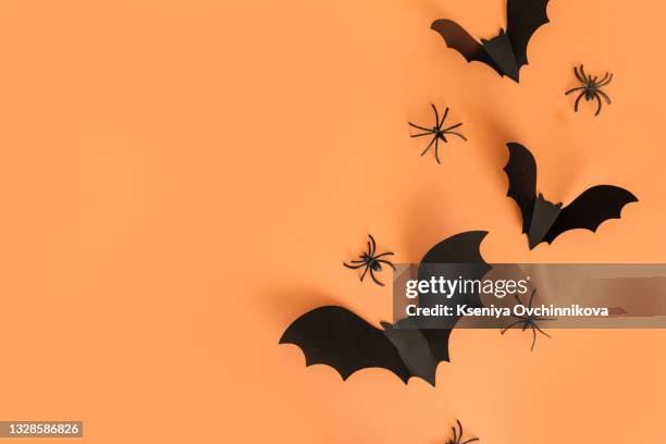 collection of halloween party objects forming a frame - happy halloween stock-fotos und bilder