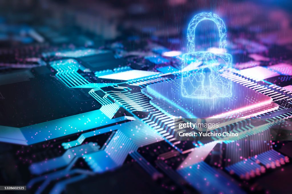 Security padlock operating on the electronic circuit CPU