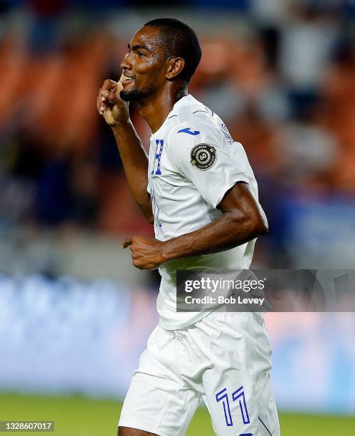 Jerry Bengston of Honduras celebrates a goal during the first half during a Group D CONCACAF match at BBVA Stadium on July 13, 2021 in Houston, Texas.