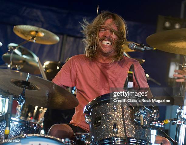 Taylor Hawkins of American rock band Taylor Hawkins And The Coattail Riders, live on stage at Download Festival, June 11 Donington Park. Taylor...