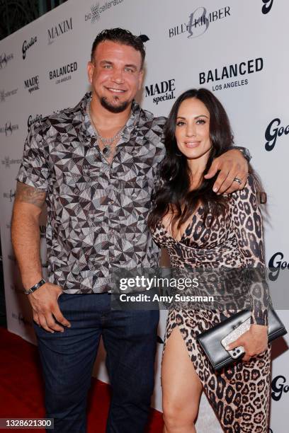 Frank Mir and Jennifer Mir attend a Maxim Hot 100 Event celebrating Teyana Taylor, hosted by MADE special, at The Highlight Room on July 13, 2021 in...