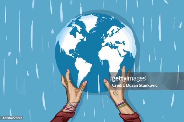climate change concept of warming - ocean garbage stock illustrations