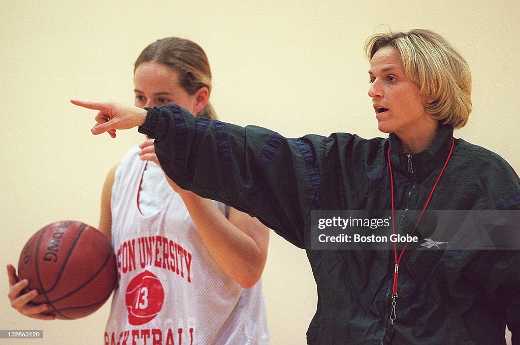 Boston University women's basketball coach Margaret McKeon watches... News  Photo - Getty Images