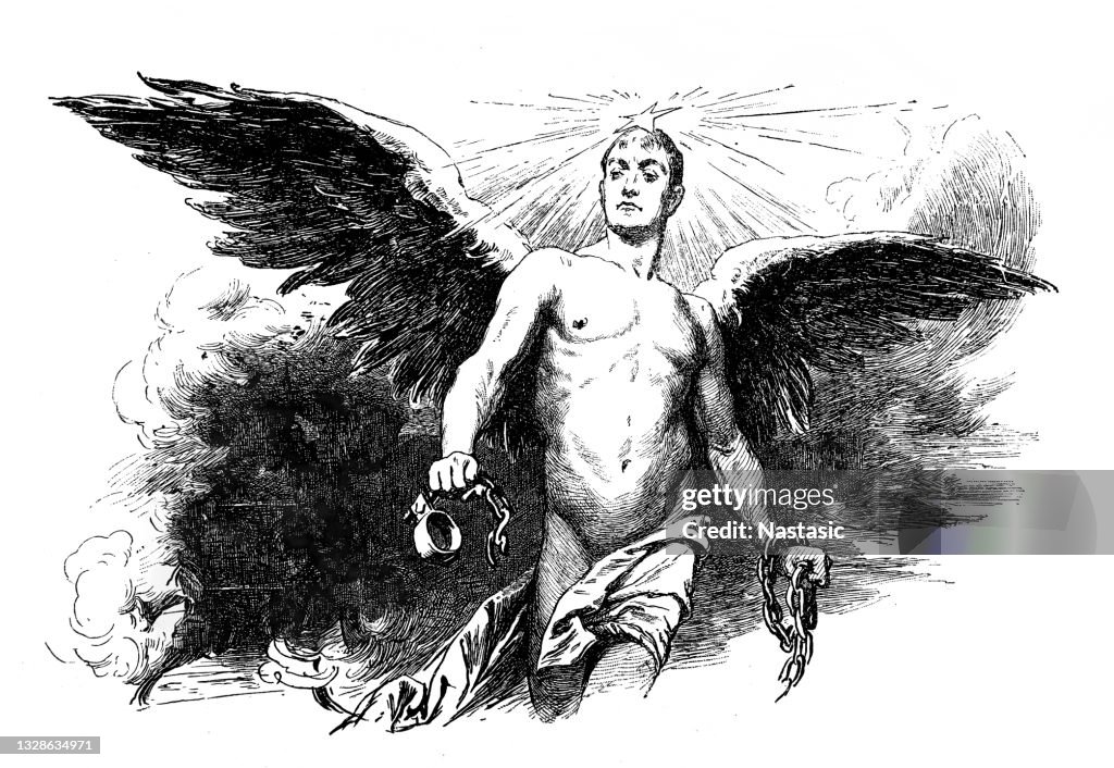 Angel holding chains