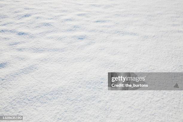 full frame shot of snow covered meadow, abstract background - snow texture stock-fotos und bilder