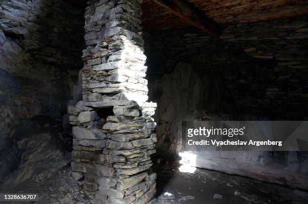 inside the shatili stone tower, georgia - argenberg stock pictures, royalty-free photos & images