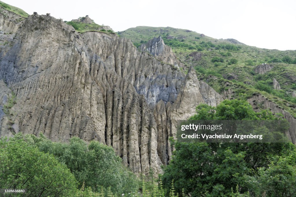 Rock formations near the Russia/Georgia border in the Argun River Valley