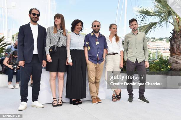 Sameh Alaa, Alice Winocour, Kaouther Ben Hania, Nicolas Pariser, Tuva Novotny and Carlos Muguiro attend the Jury de la Cinefondation photocall during...