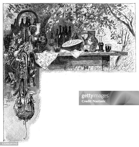 hungarian gourmet - still life stock illustrations