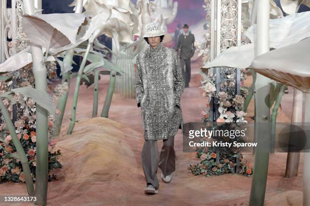Models walk the runway during the Dior Homme Menswear Spring Summer 2022 show as part of Paris Fashion Week on June 25, 2021 in Paris, France.