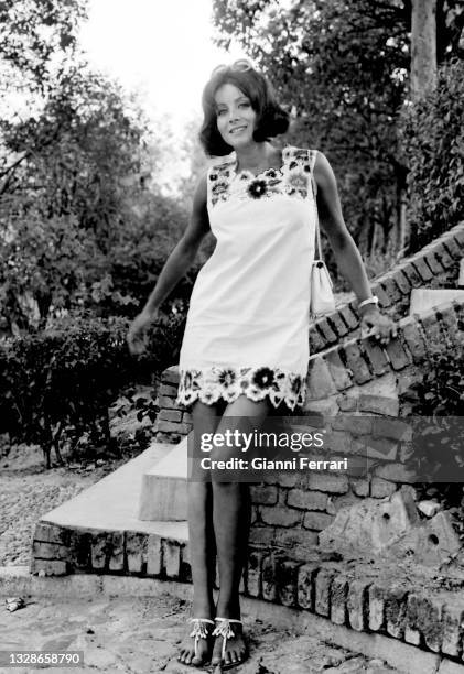 Italian acttress, model and Miss Italy 1959 Maria Grazia Buccella before the filming of 'Villa Rides', Madrid, Spain, 1967.