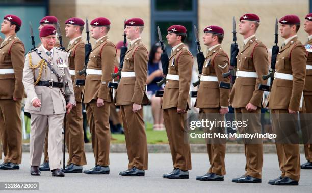 Prince Charles, Prince of Wales, in his role as Colonel in Chief of The Parachute Regiment, presents the Parachute Regiment with new Colours at...