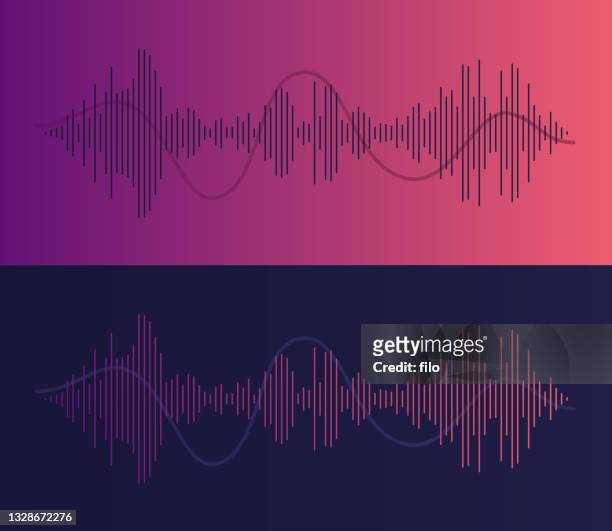 ilustraciones, imágenes clip art, dibujos animados e iconos de stock de podcasting audio ondas de voz - musical sample