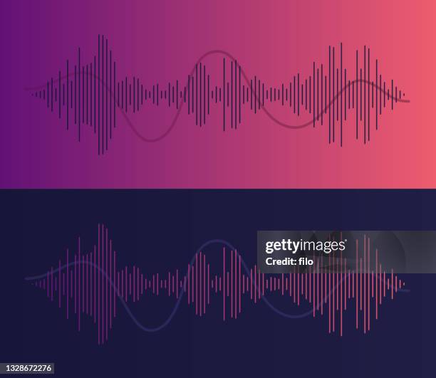 stockillustraties, clipart, cartoons en iconen met podcasting audio voice waves - amplified