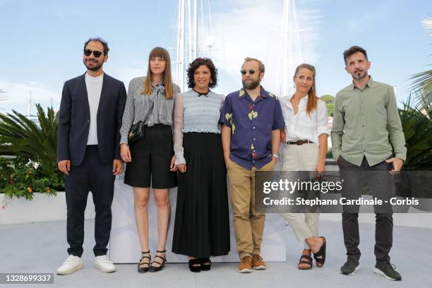 Sameh Alaa, Alice Winocour, Kaouther Ben Hania, Nicolas Pariser, Tuva Novotny and Carlos Muguiro attend the Jury de la Cinefondation photocall during...