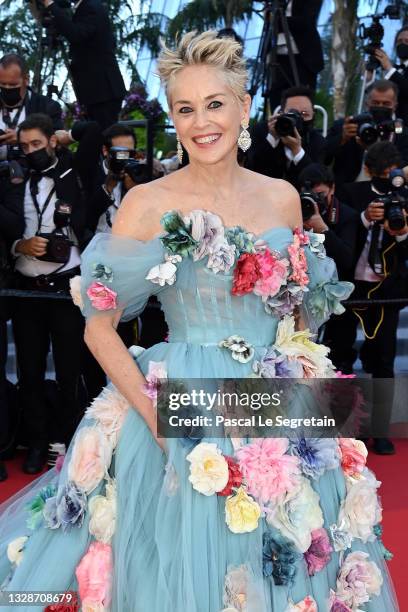 Sharon Stone attends the "A Felesegam Tortenete/The Story Of My Wife" screening during the 74th annual Cannes Film Festival on July 14, 2021 in...