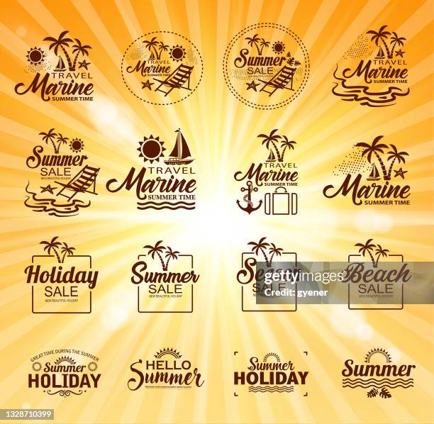 sunny labels - boat logo stock illustrations