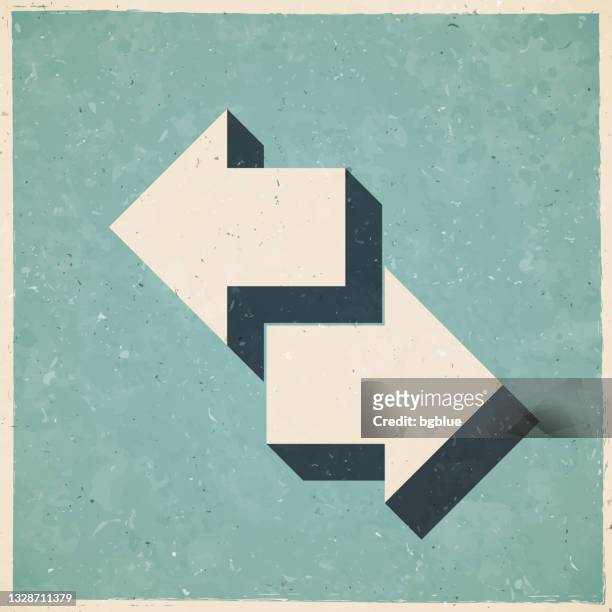 transfer arrows. icon in retro vintage style - old textured paper - opposite directions stock illustrations