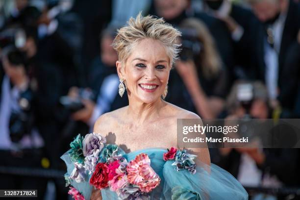 Actress Sharon Stone attends the "A Felesegam Tortenete/The Story Of My Wife" screening during the 74th annual Cannes Film Festival on July 14, 2021...
