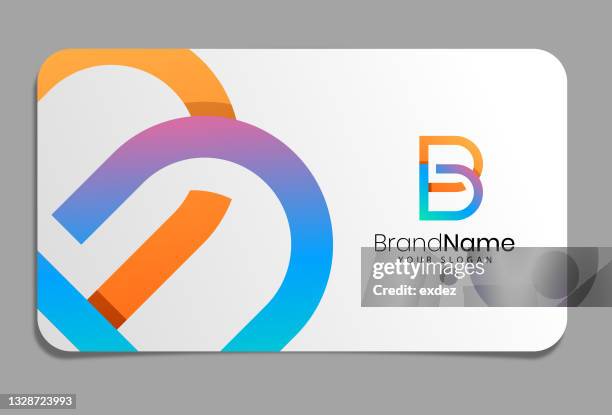 letter b logo on business card - letter b monogram stock illustrations