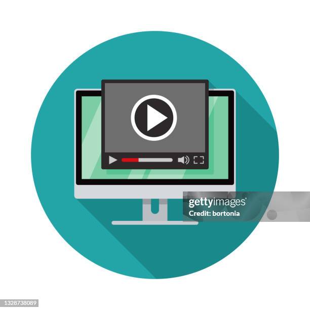 illustrazioni stock, clip art, cartoni animati e icone di tendenza di icona desktop di video player - guardare con attenzione