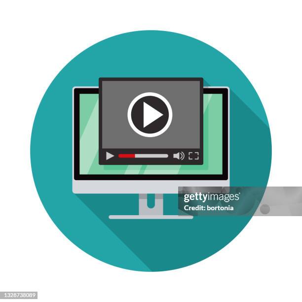 stockillustraties, clipart, cartoons en iconen met video player desktop icon - live streaming