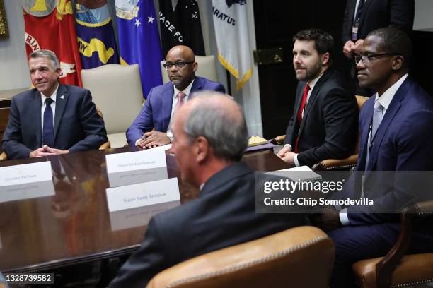 Vermont Governor Phil Scott, Denver Mayor Michael Hancock, National Economic Council Director Brian Deese and Special Assistant to the President...
