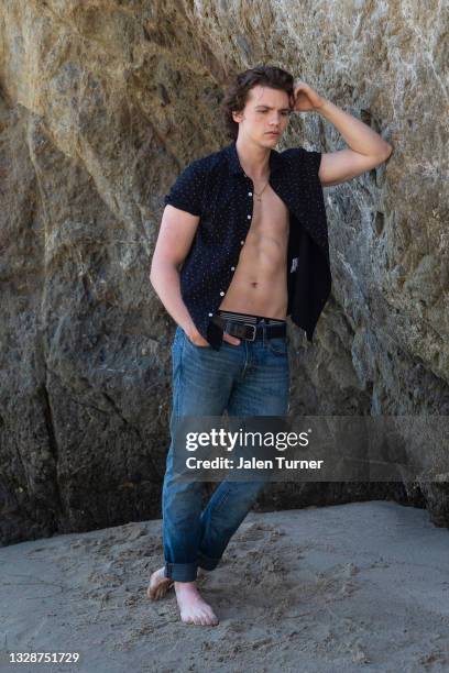 Actor Joel Courtney poses for a portrait on April 9, 2019 in Los Angeles, California.