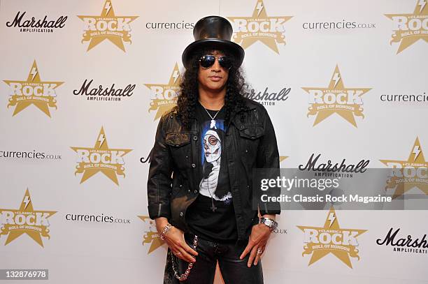 Slash arriving on the red carpet for the Classic Rock Awards, taken on November 10, 2010.