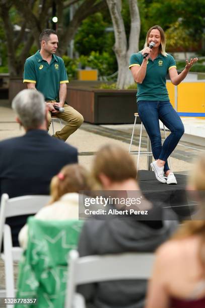 General view is seen as Australian olympians Brad Hore and Brooke Hanson speak during the Australian Olympic Committee announcement of the Olympics...