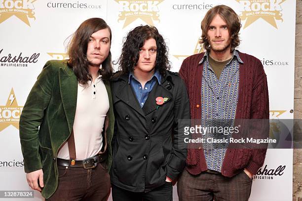 Danny Dolan, Ally Dickaty and Matt Rose of the Virginmary's arriving on the red carpet for the Classic Rock Awards, taken on November 10, 2010.