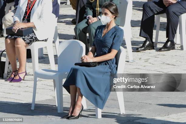 Queen Letizia of Spain attend the State tribute to the victims of the coronavirus at the Royal Palace on July 15, 2021 in Madrid, Spain.