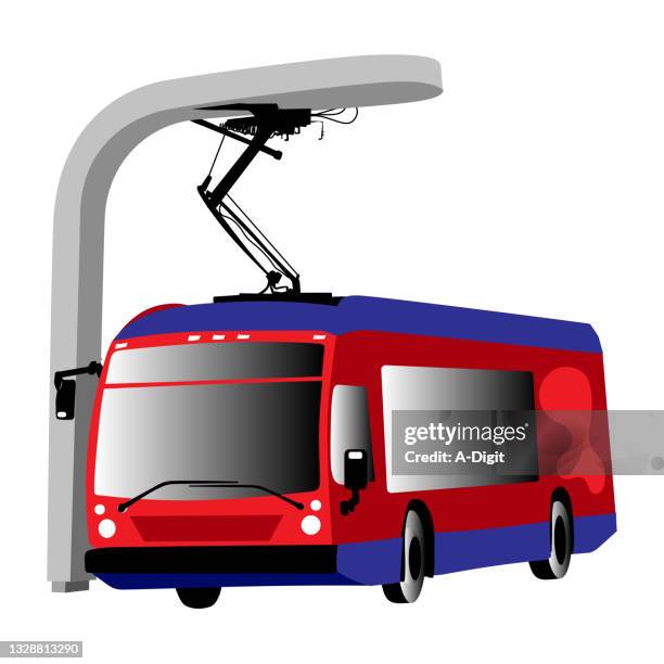 eletricbuscharging - smart public transportation icon stock illustrations