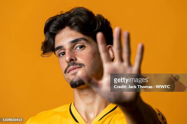 Francisco Trincao poses for his first portrait as a Wolverhampton Wanderer at Molineux on July 12, 2021 in Wolverhampton, England. .