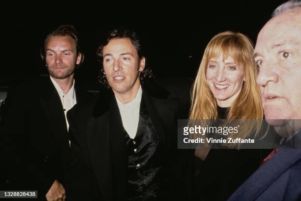 English singer Sting with American singer, songwriter and musician Bruce Springsteen and his partner Patti Scialfa at the 5th Annual Rock & Roll Hall...