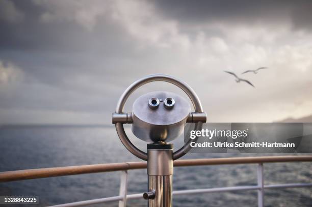 telescope on ship - coin operated binocular nobody stock pictures, royalty-free photos & images