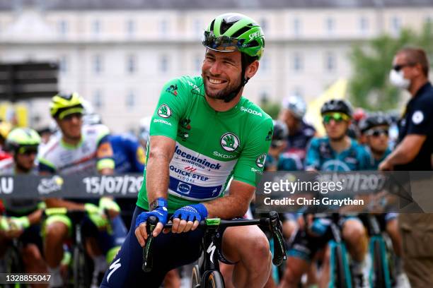 Mark Cavendish of The United Kingdom and Team Deceuninck - Quick-Step Green Points Jersey at start during the 108th Tour de France 2021, Stage 18 a...