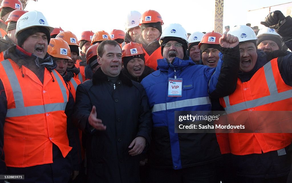 Russian President Dmitry Medvedev Attends Opening Of Rail Link To Yakutsk