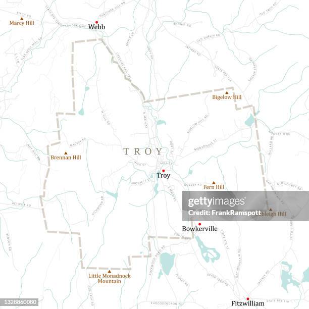 nh cheshire troy vector road map - troy stock illustrations