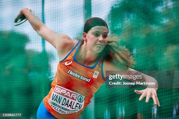 Alida Van Daalen of Netherlands competes in the Women's Discus Throw qualification during European Athletics U20 Championships Day 1 at Kadriorg...