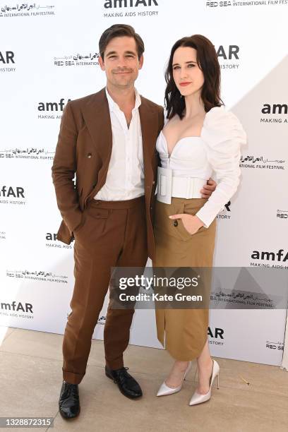 Jason Ralph and Rachel Brosnahan attend celebration of Cinema, Pre-amfAR gala lunch hosted by the Red Sea International Film Festival during the 74th...