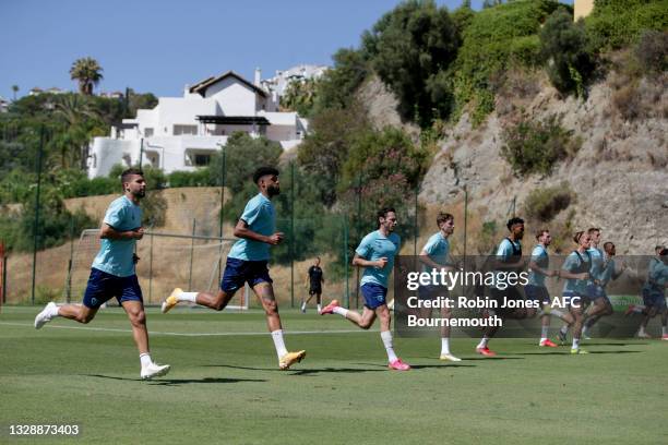 Bournemouth players during day four of pre-season training at the La Quinta Football Fields, Marbella Football Centre on July 15, 2021 in Marbella,...