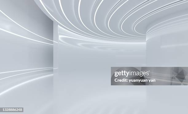 3d rendering exhibition background - white light tunnel stock pictures, royalty-free photos & images