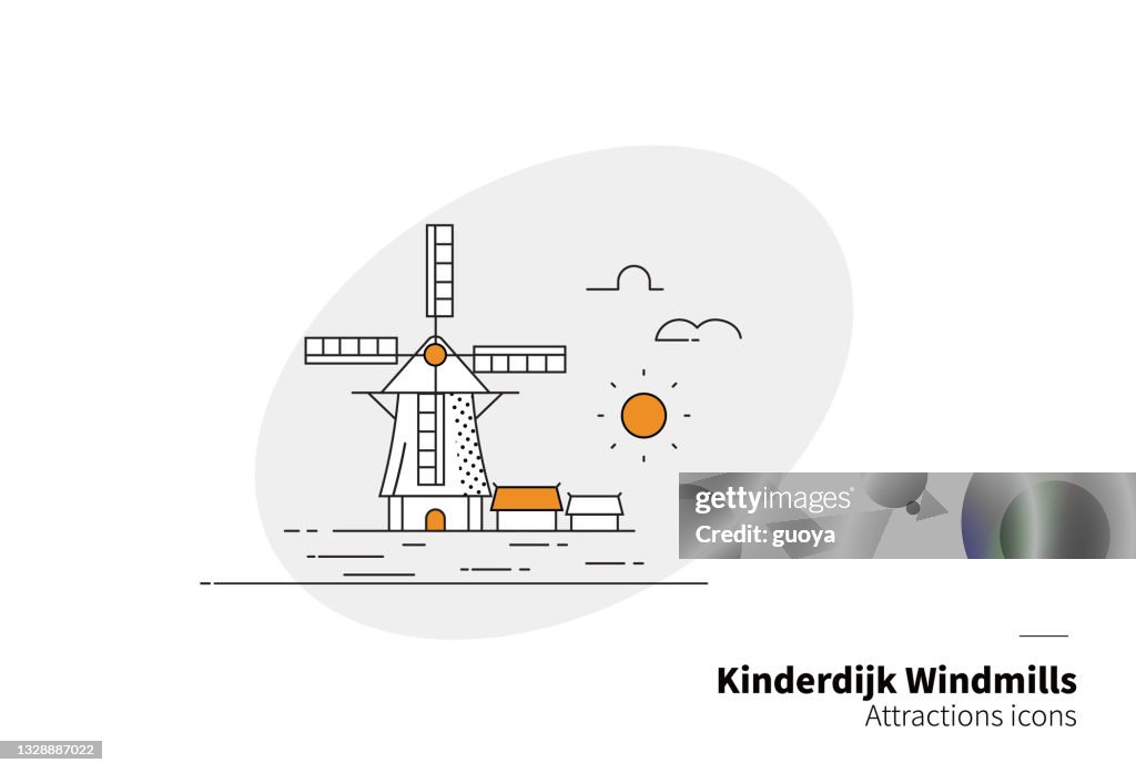 Inderdijk windmills,Dutch tourist attractions.