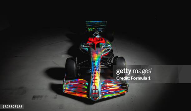 Unveil the new 2022 car ahead of the F1 Grand Prix of Great Britain at Silverstone on July 14, 2021 in Northampton, England.